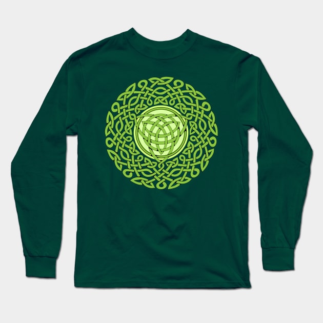 Green Celtic knot pattern Long Sleeve T-Shirt by Artist Natalja Cernecka